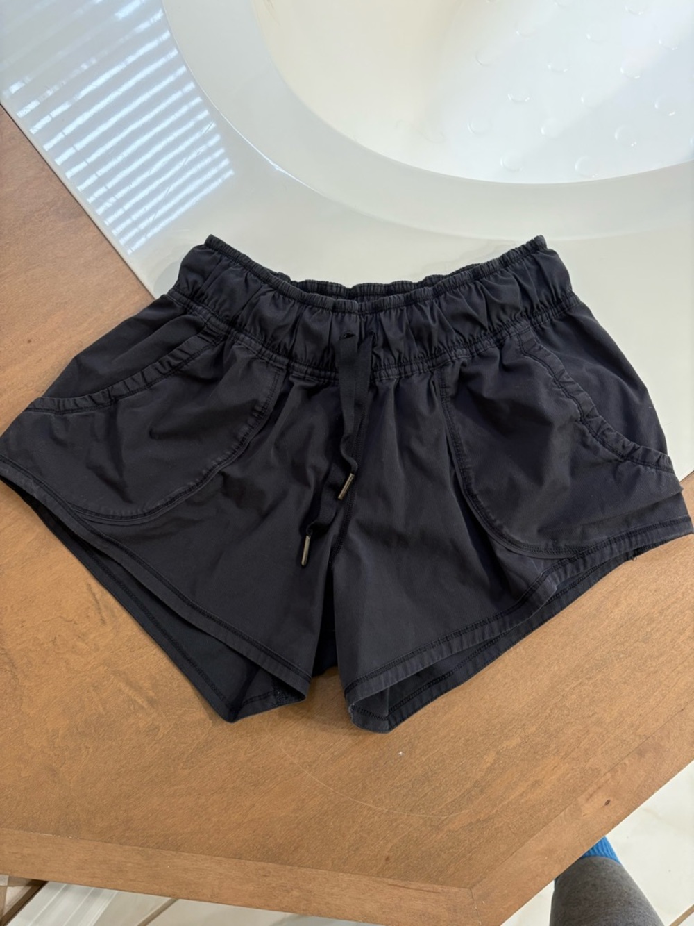 lululemon athletica Black Elastic Waist Athletic Shorts with Zip Pocket